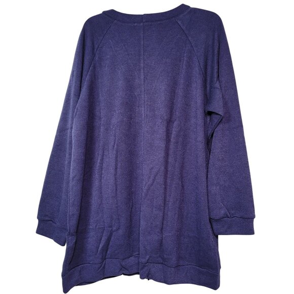 Larace Women Plus Size Long Sleeve Button Down Cardigan With Pockets - Navy Blue - Picture 5 of 10